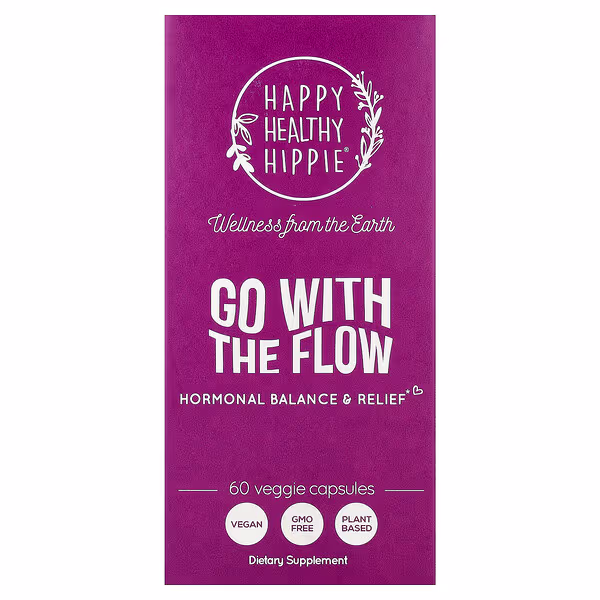 Happy Healthy Hippie, Go With The Flow, Hormonal Balance & Relief, 60 Veggie Capsules