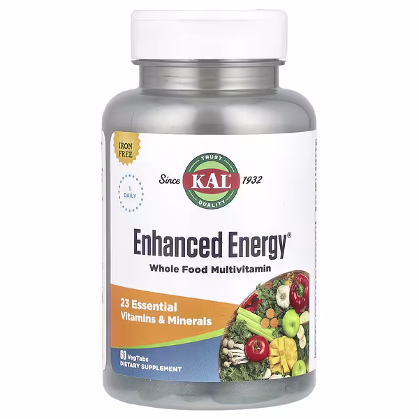 KAL, Enhanced Energy®, Whole Food Multivitamin, Iron Free, 60 VegTab