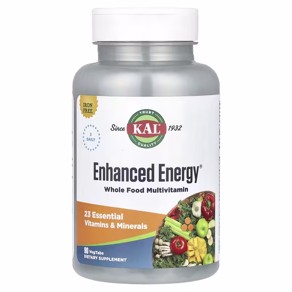 KAL, Enhanced Energy®, Whole Food Multivitamin, Iron Free, 90 VegTabs