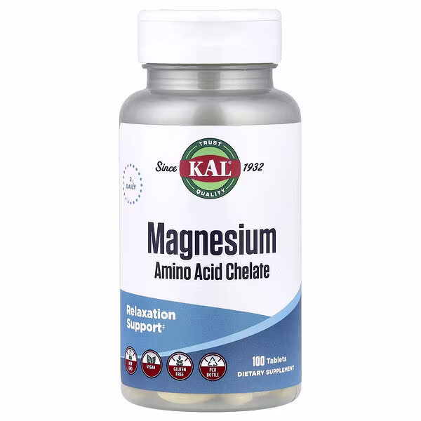 KAL, Magnesium Amino Acid Chelate, 100 Tablets