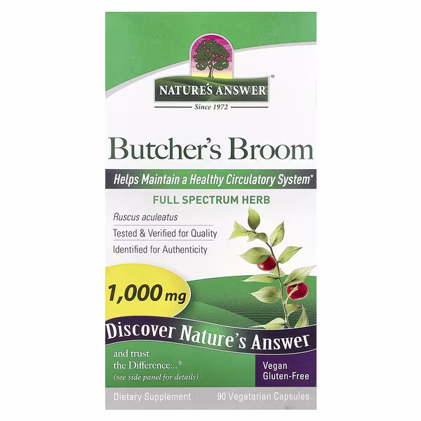 Nature's Answer, Butcher's Broom, 90 Vegetarian Capsules (500 mg per Capsule)