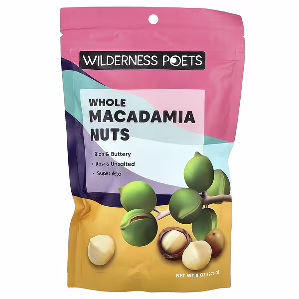Wilderness Poets, Whole Macadamia Nuts, Unsalted, 8 oz (226 g)