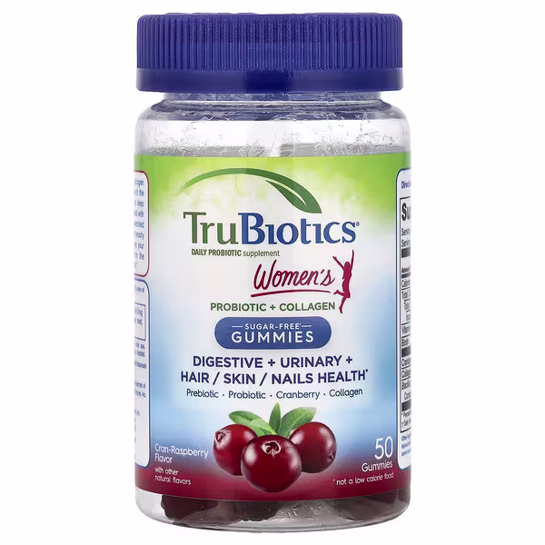 TruBiotics, Women's Probiotic + Collagen Gummies, Cran-Raspberry, 50 Gummies