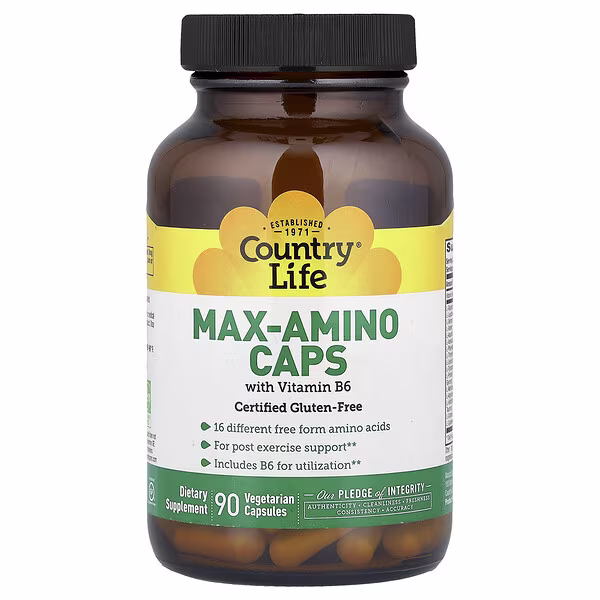 Country Life, Max-Amino Caps with Vitamin B6, 90 Vegetarian Capsules
