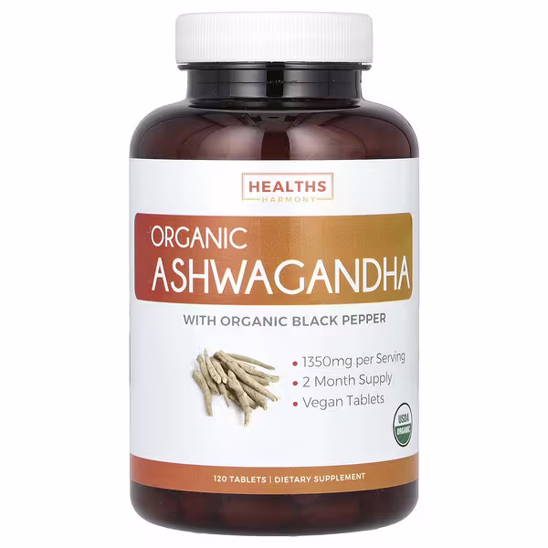 Healths Harmony, Organic Ashwagandha, 120 Tablets