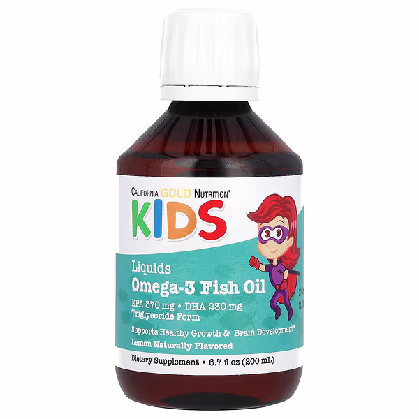 California Gold Nutrition, Norwegian Kids Omega-3 Fish Oil, Natural Lemon, 6.7 fl oz. (200 ml)