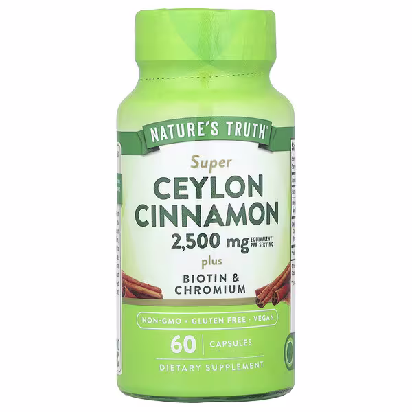Nature's Truth, Super Ceylon Cinnamon Plus Biotin & Chromium, 60 Capsules