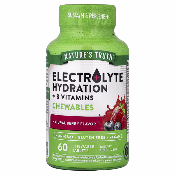 Nature's Truth, Electrolyte Hydration + B Vitamins Chewables, Natural Berry, 60 Chewable Tablets