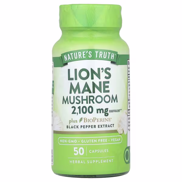 Nature's Truth, Lion's Mane Mushroom Plus BioPerine®, 2,100 mg, 50 Capsules