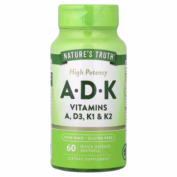 Nature's Truth, Vitamins A, D, K, High Potency, 60 Quick Release Softgels