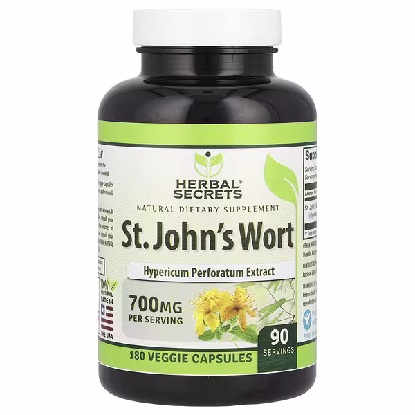 Herbal Secrets, St. John's Wort, 180 Veggie Capsules (350 mg per Capsule)