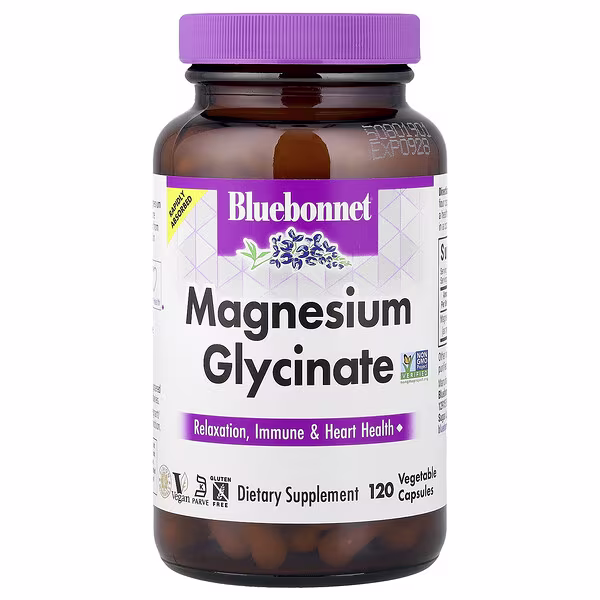 Bluebonnet Nutrition, Magnesium Glycinate, 120 Vegetable Capsules (100 mg per Capsule)