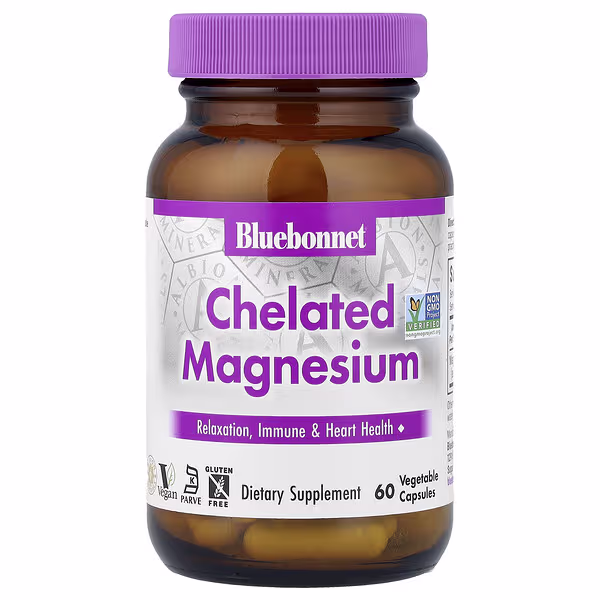 Bluebonnet Nutrition, Chelated Magnesium, 60 Vegetable Capsules (100 mg per Capsule)
