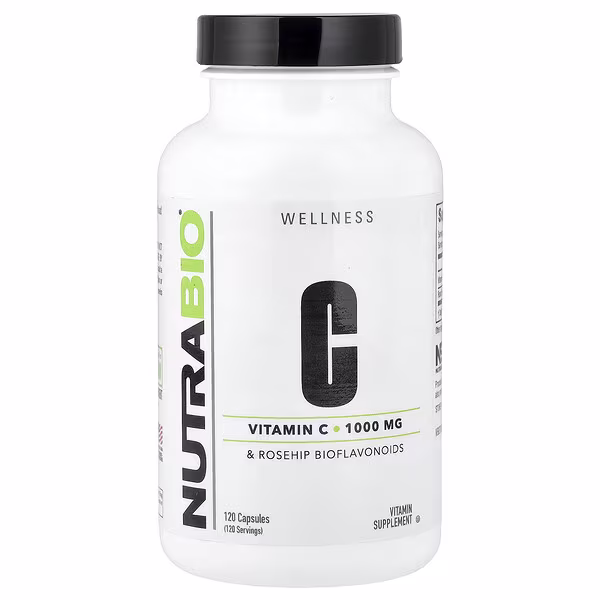 NutraBio, Vitamin C & Rosehip Bioflavonoids, 120 Capsules