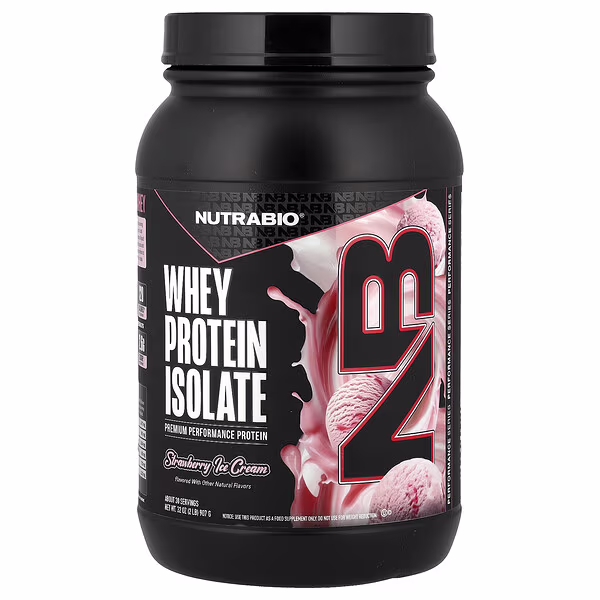 NutraBio, Whey Protein Isolate, Strawberry Ice Cream, 2 lb (907 g)
