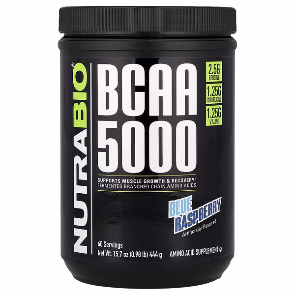 NutraBio, BCAA 5000, Blue Raspberry, 0.98 lb (444 g)
