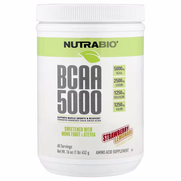 NutraBio, BCAA 5000, Strawberry Lemonade, 1 lb (452 g)