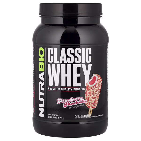 NutraBio, Classic Whey Protein, Strawberry Shortcake, 2 lb (907 g)