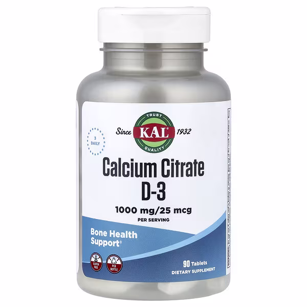 KAL, Calcium Citrate D-3, 90 Tablets