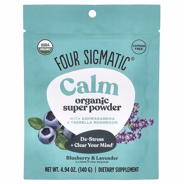 Four Sigmatic, Calm Organic Super Powder with Ashwaganda & Tremella Mushroom, Blueberry & Lavender , 4.94 oz (140 g)