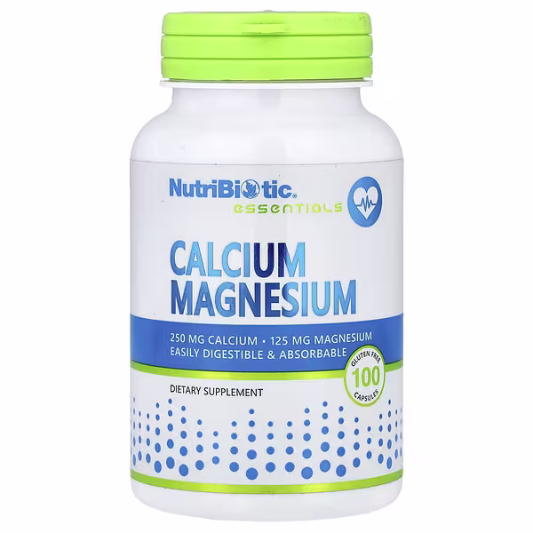NutriBiotic, Essentials, Calcium Magnesium, 100 Gluten Free Capsules