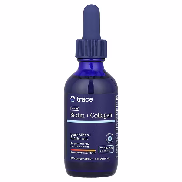 Trace, Ionic Biotin + Collagen, Strawberry Mango, 75,000 mcg, 2 fl oz (59 ml)