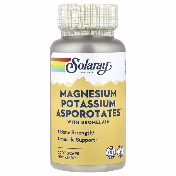 Solaray, Magnesium, Potassium, Asporotates with Bromelain, 60 Vegcaps
