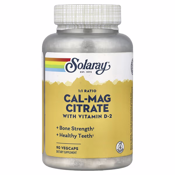 Solaray, Cal-Mag Citrate with Vitamin D-2, 90 VegCaps