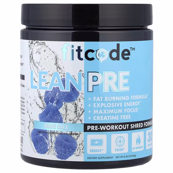 fitcode, LeanPre, Pre-Workout Shred Formula, Blue Raz, 8.46 oz (240 g)