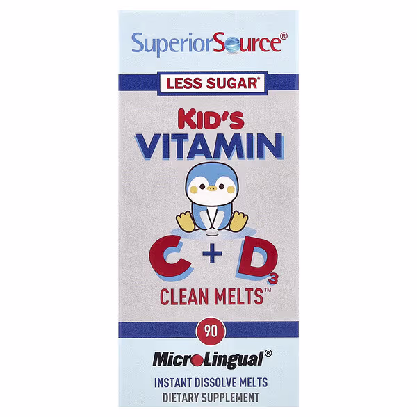 Superior Source, Kid's Vitamin C + D3 Clean Melts™, 90 Instant Dissolve Melts