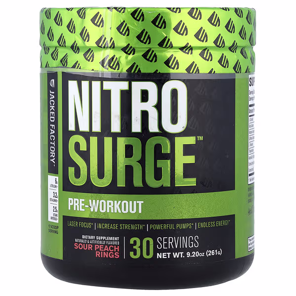 Jacked Factory, Nitro Surge™, Pre-Workout, Sour Peach Rings, 9.2 oz (261 g)