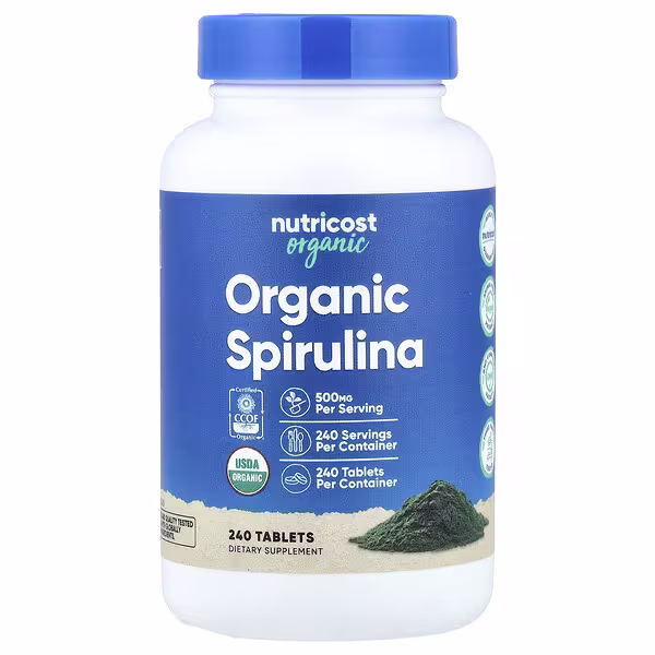 Nutricost, Organic Spirulina, 500 mg, 240 Tablets