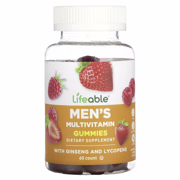Lifeable, Men's Mutivitamin Gummies, Natural Berry, 60 Gummies