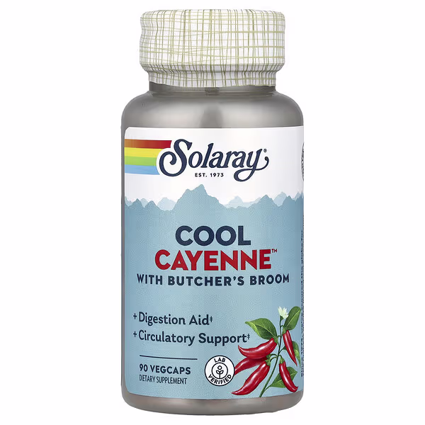 Solaray, Cool Cayenne™ With Butcher's Broom, 90 VegCaps