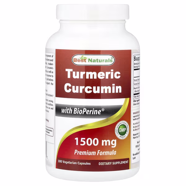 Best Naturals, Turmeric Curcumin With BioPerine®, 180 Vegetarian Capsules