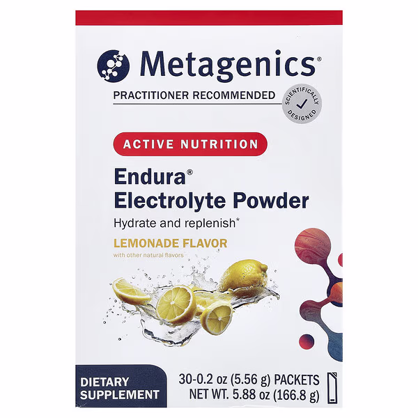 Metagenics, Endura® Electrolyte Powder, Lemonade, 30 Packets, 0.2 oz (5.56 g) Each