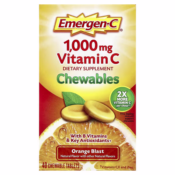 Emergen-C, Vitamin C Chewables, Orange Blast, 40 Chewable Tablets