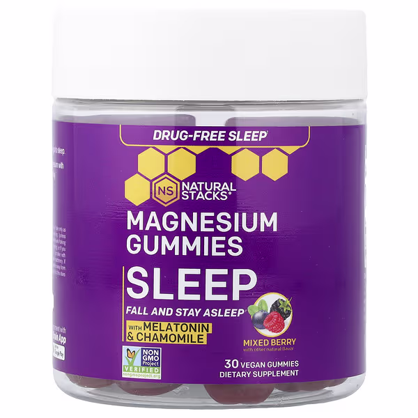Natural Stacks, Magnesium Gummies, Sleep, Mixed Berry, 30 Vegan Gummies