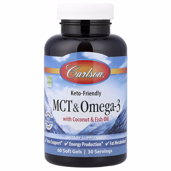 Carlson, MCT & Omega-3 with Coconut & Fish Oil, 60 Soft Gels