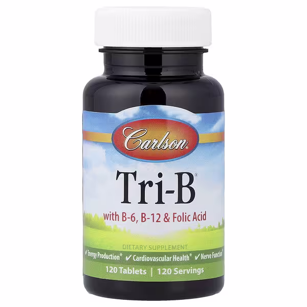 Carlson, Tri-B® with B-6, B-12 & Folic Acid, 120 Tablets