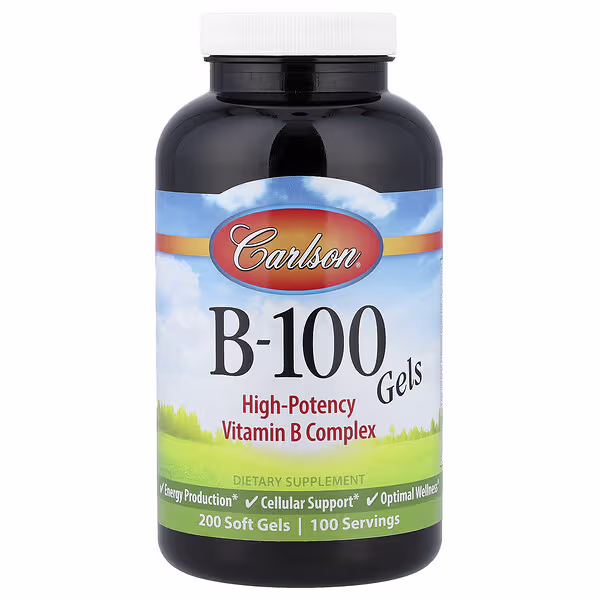 Carlson, B-100 Gels, 200 Soft Gels