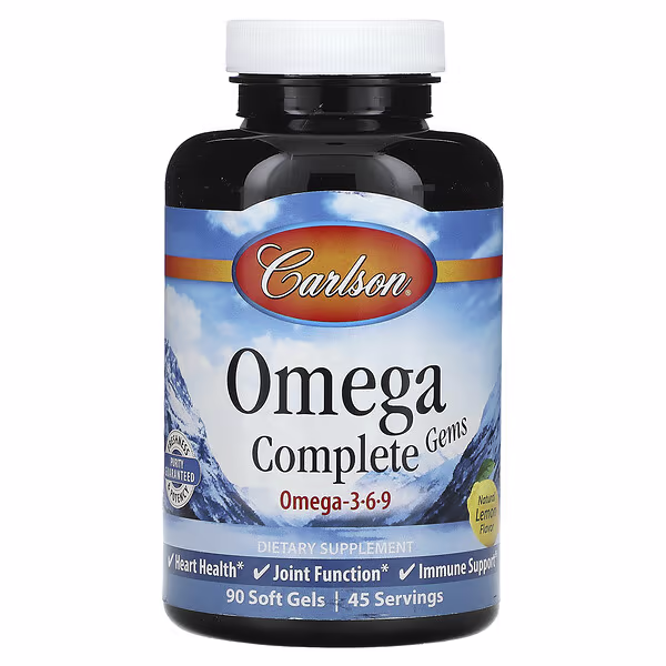 Carlson, Omega Complete Gems, Omega 3-6-9, Natural Lemon, 90 Soft Gels