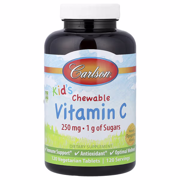 Carlson, Kid's Chewable Vitamin C, Natural Tangerine, 120 Vegetarian Tablets