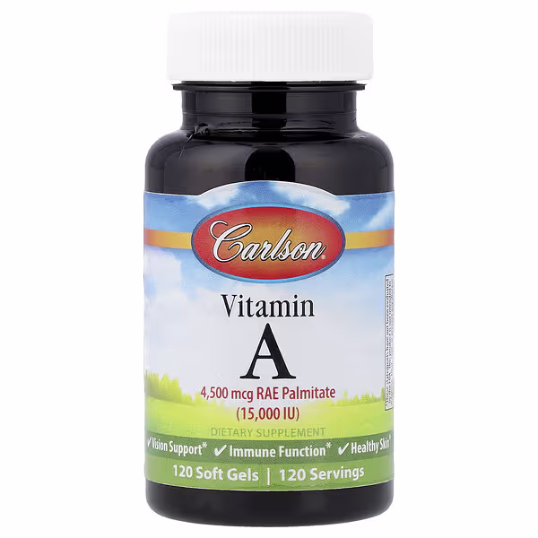Carlson, Vitamin A, 4,500 mcg RAE (15,000 IU), 120 Soft Gels