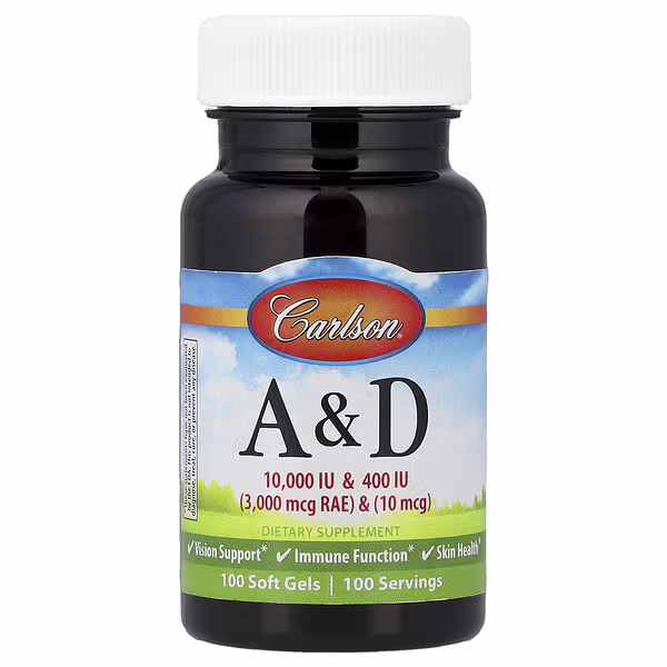 Carlson, Vitamin A & D, 100 Soft Gels