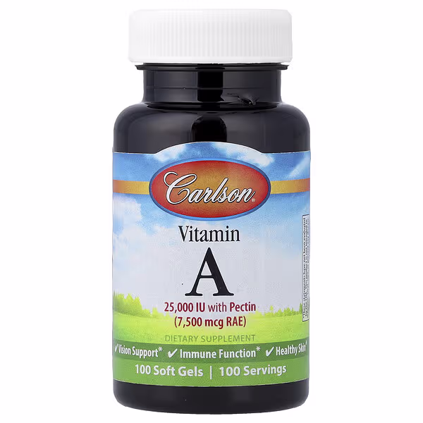 Carlson, Vitamin A, 7,500 mcg RAE (25,000 IU), 100 Soft Gels