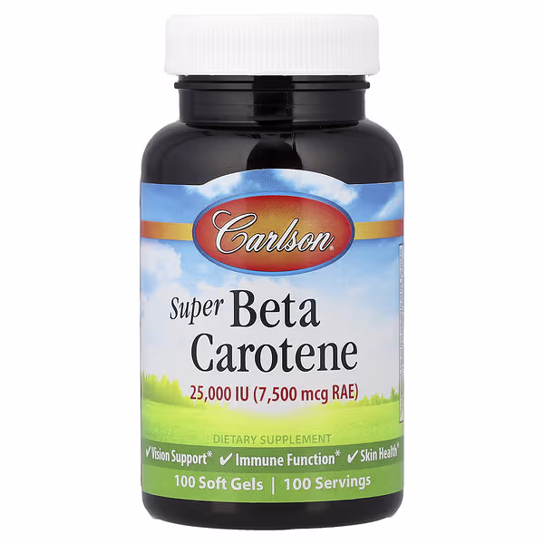 Carlson, Super Beta Carotene, 7,500 mcg RAE (25,000 IU), 100 Soft Gels