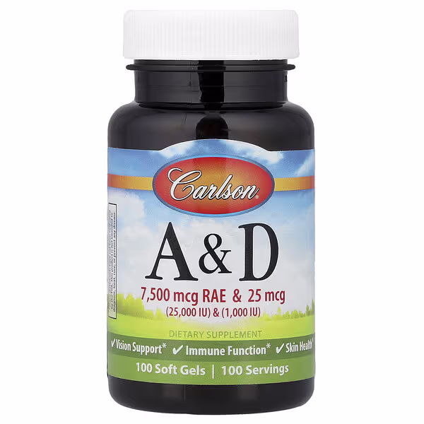 Carlson, Vitamin A & D, 100 Soft Gels