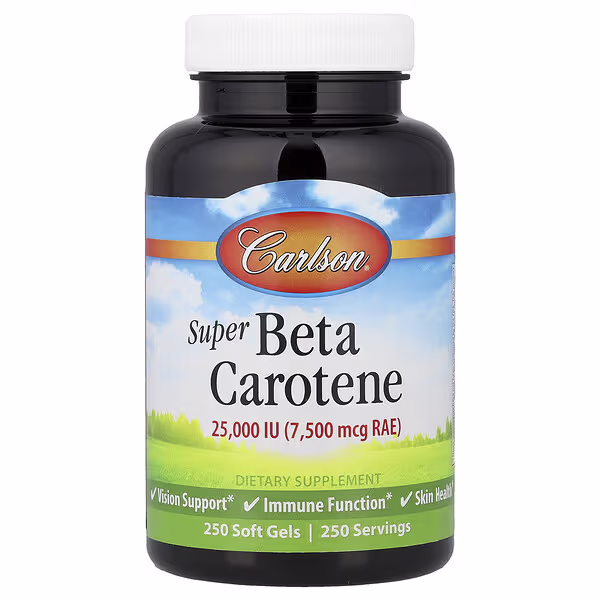 Carlson, Super Beta Carotene, 7,500 mcg RAE (25,000 IU), 250 Soft Gels