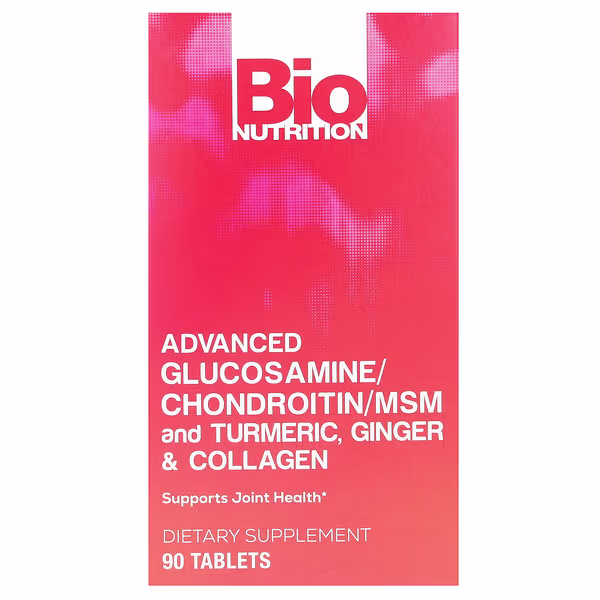 Bio Nutrition, Advanced Glucosamine/Chondroitin/MSM and Turmeric, Ginger & Collagen, 90 Tablets